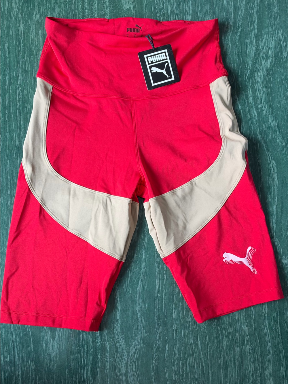 Puma Women’s Red Pebble and Cream Bike Shorts